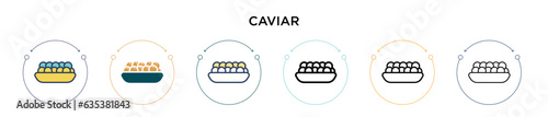 Caviar icon in filled, thin line, outline and stroke style. Vector illustration of two colored and black caviar vector icons designs can be used for mobile, ui, web photo