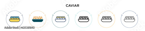 Caviar icon in filled, thin line, outline and stroke style. Vector illustration of two colored and black caviar vector icons designs can be used for mobile, ui, web