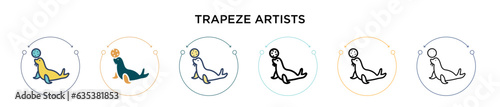 Trapeze artists icon in filled, thin line, outline and stroke style. Vector illustration of two colored and black trapeze artists vector icons designs can be used for mobile, ui, web