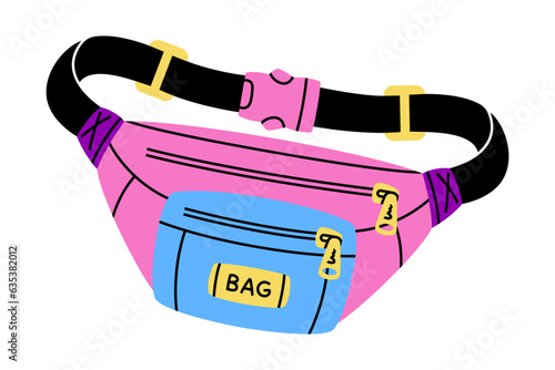Bag with Strap as Bright Item from Nineties Vector Illustration
