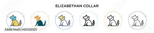 Elizabethan collar icon in filled, thin line, outline and stroke style. Vector illustration of two colored and black elizabethan collar vector icons designs can be used for mobile, ui, web