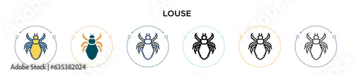Louse icon in filled, thin line, outline and stroke style. Vector illustration of two colored and black louse vector icons designs can be used for mobile, ui, web