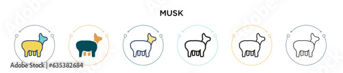 Musk icon in filled, thin line, outline and stroke style. Vector illustration of two colored and black musk vector icons designs can be used for mobile, ui, web