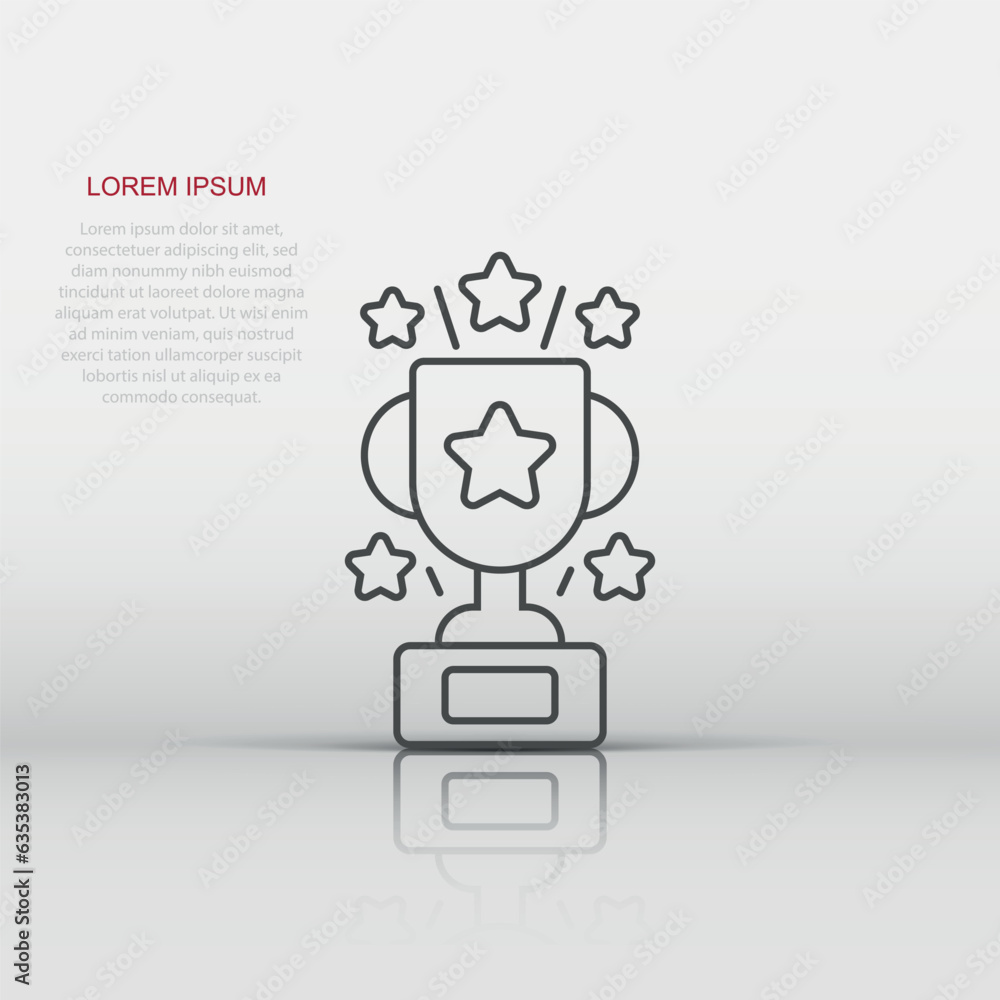 Trophy cup icon in flat style. Goblet prize vector illustration on isolated background. Award sign business concept. Trophy cup icon in flat style. Goblet prize vector illustration on isolated background. Award sign business concept.