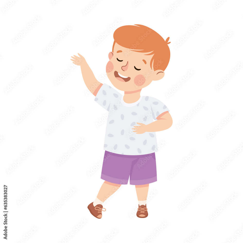 Little Boy Character Standing and Tell Story or Recite Poetry Vector Illustration Little Boy Character Standing and Tell Story or Recite Poetry Vector Illustration