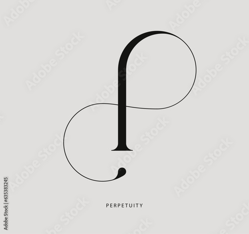 Perpetuity - logo design. Vector logo in the shape of the letter "p" with the sign of infinity.