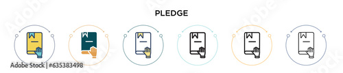 Pledge icon in filled, thin line, outline and stroke style. Vector illustration of two colored and black pledge vector icons designs can be used for mobile, ui, web