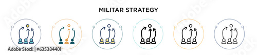 Militar strategy symbol of a person icon in filled, thin line, outline and stroke style. Vector illustration of two colored and black militar strategy symbol of a person vector icons designs can be