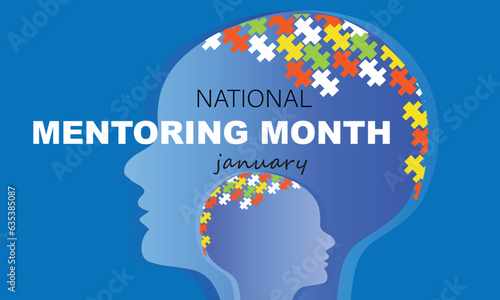 National Mentoring month. background, banner, card, poster, template. Vector illustration.