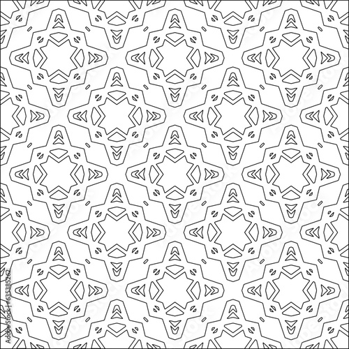 Vector pattern with symmetrical elements . Modern stylish abstract texture. Repeating geometric tiles from striped elements.Black and white pattern.