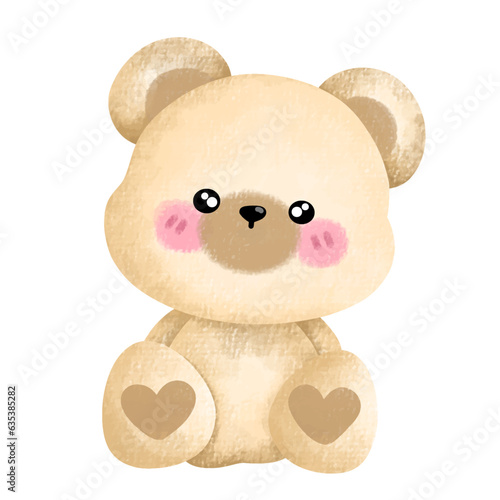 Cute White Bear,watercolor, toy bear , cartoon,cute, vector , illustration,hand drawn, graphic,cartoon,teddy bear isolated on white
