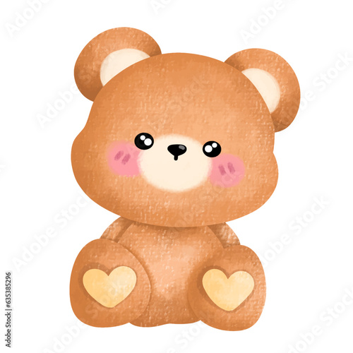 Cute Brown Bear,watercolor,toy bear ,cartoon,cute, vector ,illustration,hand drawn,graphic,cartoon,
teddy bear isolated on white