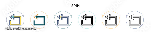 Spin icon in filled, thin line, outline and stroke style. Vector illustration of two colored and black spin vector icons designs can be used for mobile, ui, web