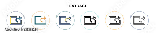Extract icon in filled, thin line, outline and stroke style. Vector illustration of two colored and black extract vector icons designs can be used for mobile, ui, web