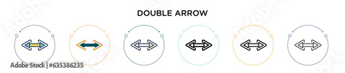 Double arrow icon in filled, thin line, outline and stroke style. Vector illustration of two colored and black double arrow vector icons designs can be used for mobile, ui, web