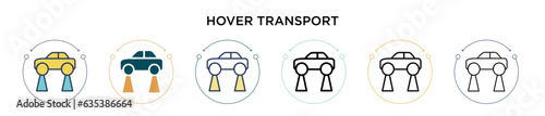 Hover transport icon in filled, thin line, outline and stroke style. Vector illustration of two colored and black hover transport vector icons designs can be used for mobile, ui, web