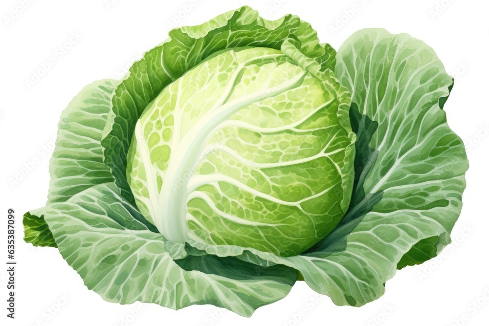 Illustration of cabbage close up. - obrazy, fototapety, plakaty 