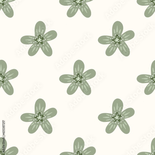 Seamless, green flowers, vintage style, drawings, for fabric assembly, prints, backgrounds, etc.