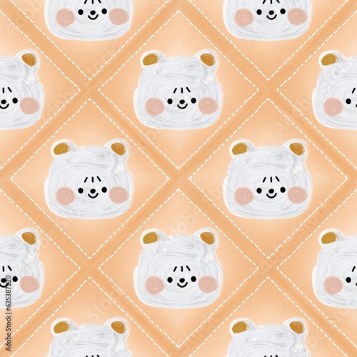 seamless patterns with cute bear. Designs for fabric, textiles, wrapping and wallpaper.