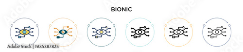 Bionic icon in filled, thin line, outline and stroke style. Vector illustration of two colored and black bionic vector icons designs can be used for mobile, ui, web