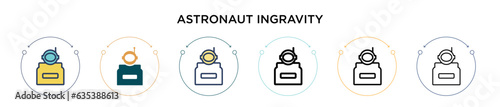 Astronaut ingravity icon in filled, thin line, outline and stroke style. Vector illustration of two colored and black astronaut ingravity vector icons designs can be used for mobile, ui, web
