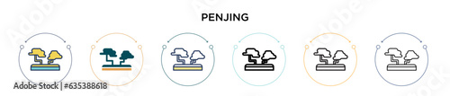 Penjing icon in filled, thin line, outline and stroke style. Vector illustration of two colored and black penjing vector icons designs can be used for mobile, ui, web