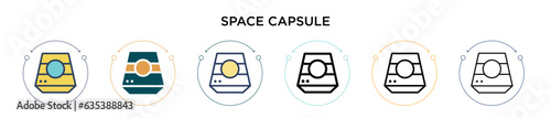 Space capsule icon in filled, thin line, outline and stroke style. Vector illustration of two colored and black space capsule vector icons designs can be used for mobile, ui, web