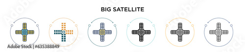Big satellite icon in filled, thin line, outline and stroke style. Vector illustration of two colored and black big satellite vector icons designs can be used for mobile, ui, web