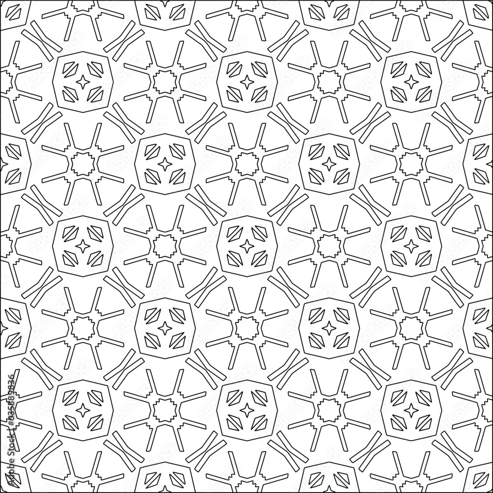 Vector pattern with symmetrical elements . Modern stylish abstract texture. Repeating geometric tiles from striped elements.Black and white pattern. Vector pattern with symmetrical elements . Modern stylish abstract texture. Repeating geometric tiles from striped elements.Black and white pattern.