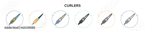 Curlers icon in filled, thin line, outline and stroke style. Vector illustration of two colored and black curlers vector icons designs can be used for mobile, ui, web