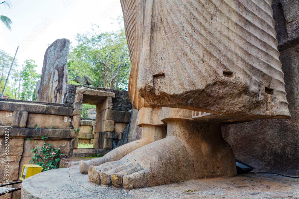 Feet of the Aukana Buddha or Avukana Buddha statue, Aukana, Sri Lanka, Aisa Feet of the Aukana Buddha or Avukana Buddha statue, Aukana, Sri Lanka, Aisa