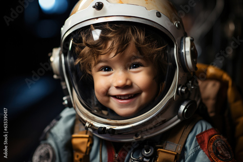 Dream job of astronaut kid background. Generative ai. © tonktiti
