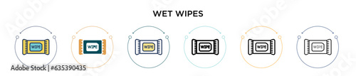 Wet wipes icon in filled, thin line, outline and stroke style. Vector illustration of two colored and black wet wipes vector icons designs can be used for mobile, ui, web