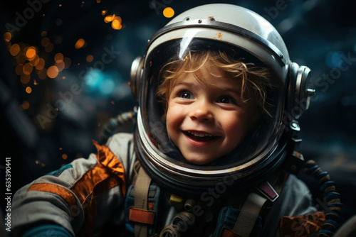 Dream job of astronaut kid background. Generative ai.