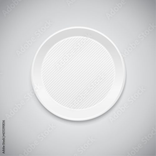 White Dish Plate Isolated On Grey and Black Background. Kitchen Dishes For Food  Kitchen  Porcelain Dishware. Vector Illustration For Your Product  Tableware Design Element.