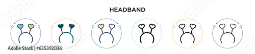 Headband icon in filled, thin line, outline and stroke style. Vector illustration of two colored and black headband vector icons designs can be used for mobile, ui, web