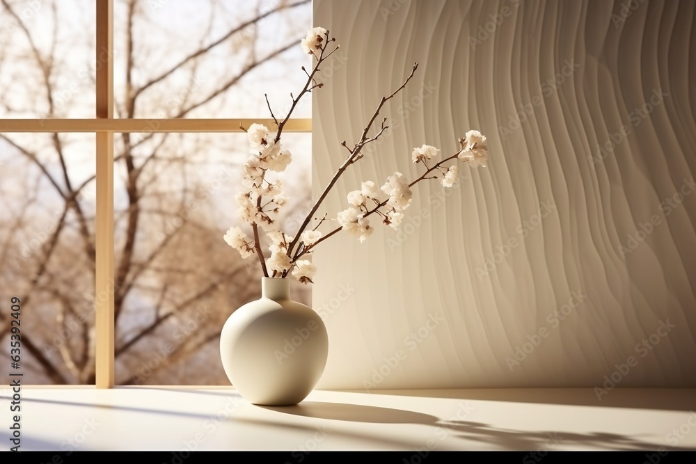 Blank beige cream fabric texture wallpaper, Generative Ai