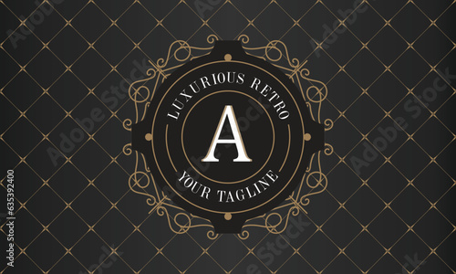 Collection Of Design Elements, Labels, Icon And Frames For Packaging And Design Of Luxury Products. Made With Golden Foil Isolated On Black Background. Vector Illustration