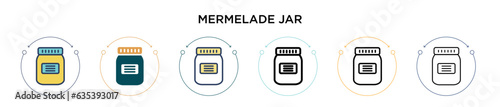 Mermelade jar icon in filled, thin line, outline and stroke style. Vector illustration of two colored and black mermelade jar vector icons designs can be used for mobile, ui, web