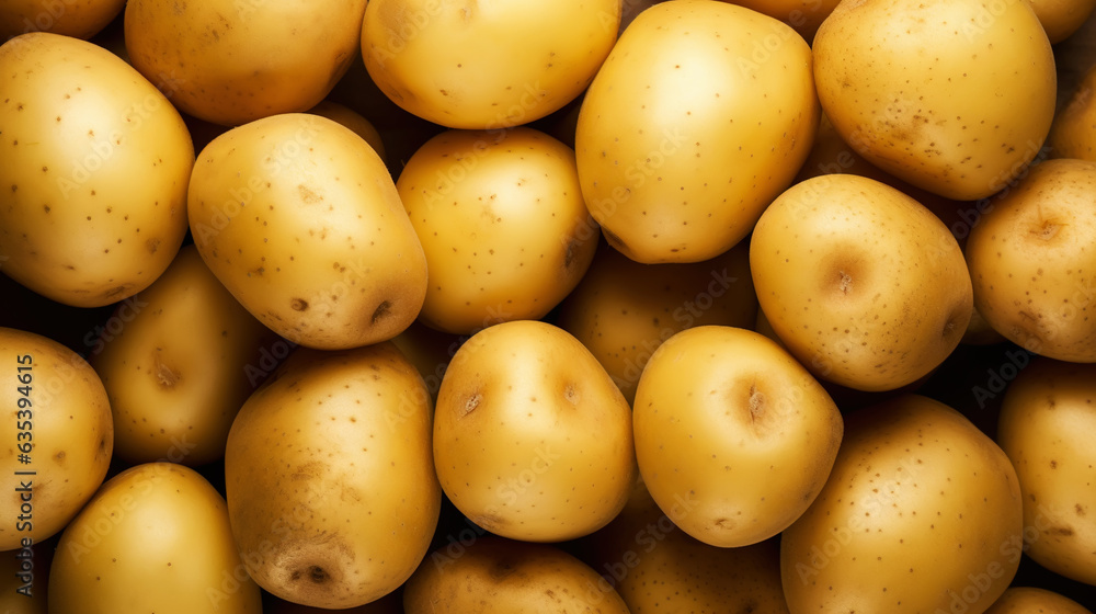 Fresh potatoes with water drops background. Vegetables backdrop. Generative AI Fresh potatoes with water drops background. Vegetables backdrop. Generative AI