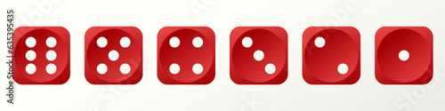 Set of red game dice. Board games, symbol of good luck and random choice. Vector gaming dice. Vector EPS 10