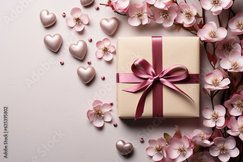  gift box with pink roses on table top view, on white background with space for text vg file s, in the style of luxurious wall hangings, rendered in cinema4d, rich tonal palette, glamorous, © faissal El Kadousy