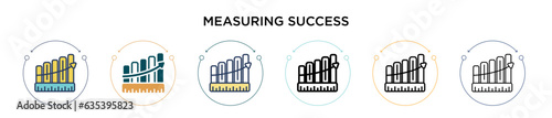 Measuring success icon in filled, thin line, outline and stroke style. Vector illustration of two colored and black measuring success vector icons designs can be used for mobile, ui, web