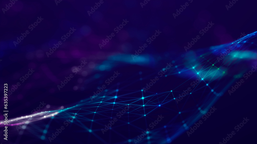 Digital technology background. Network connection dots and lines. Futuristic background for presentation design. 3d - obrazy, fototapety, plakaty 