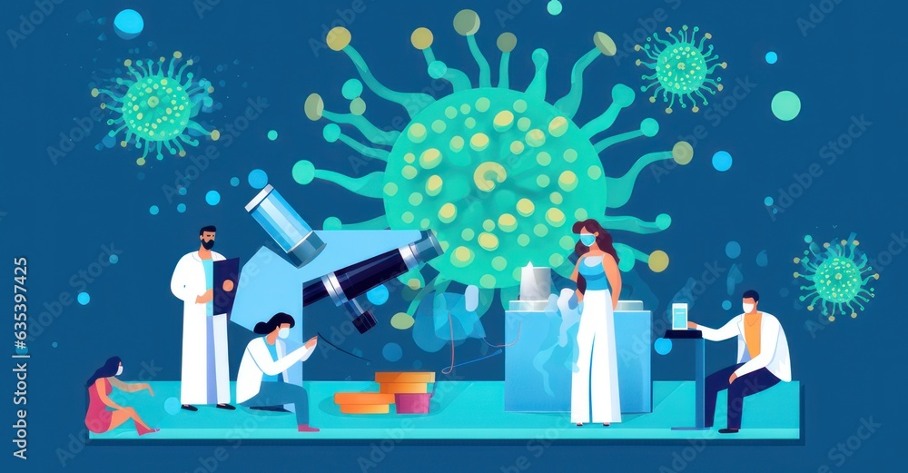 Researchers studying the virus. Researchers studying the virus.