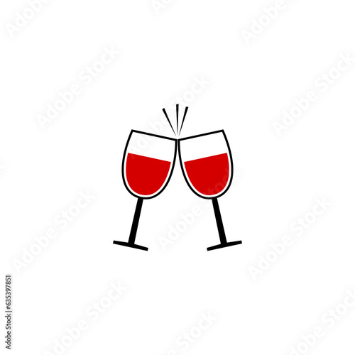 Clink glasses graphic icon isolated on transparent background