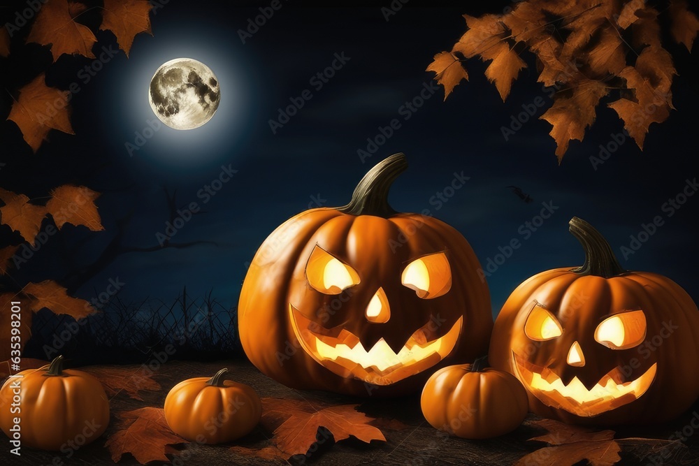 halloween background with pumpkins and bats halloween background with pumpkins and bats