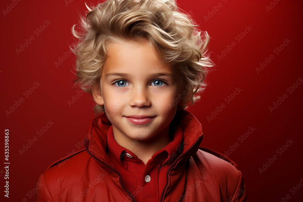 Generative ai studio portrait of cute little blonde boy on different colour backgrounds Generative ai studio portrait of cute little blonde boy on different colour backgrounds
