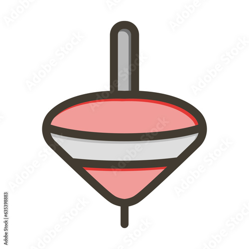 Spinning Top Vector Thick Line Filled Colors Icon Design