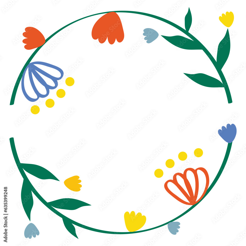 Colorful flowers wreath illustration Colorful flowers wreath illustration